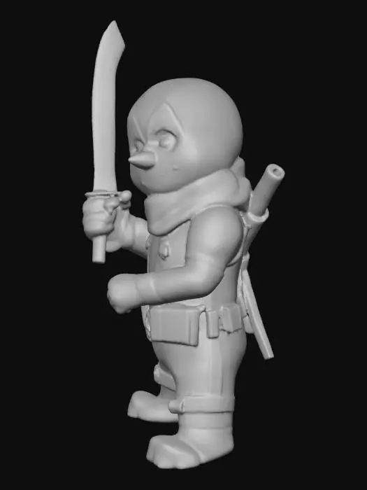 3D model for 3D printable cartoon snowman that is dressed like deadpool
