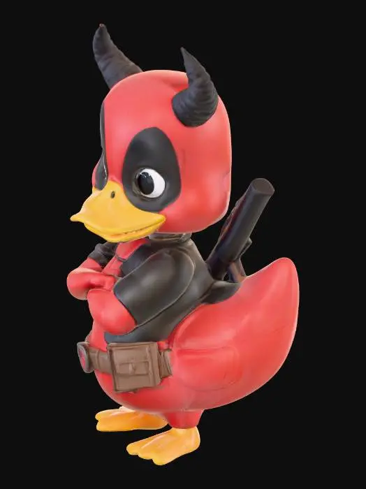 3D model for 3D printable deadpool inspired bathduck