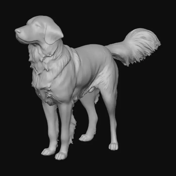 3D model for A solid black silhouette of a Golden Retriever