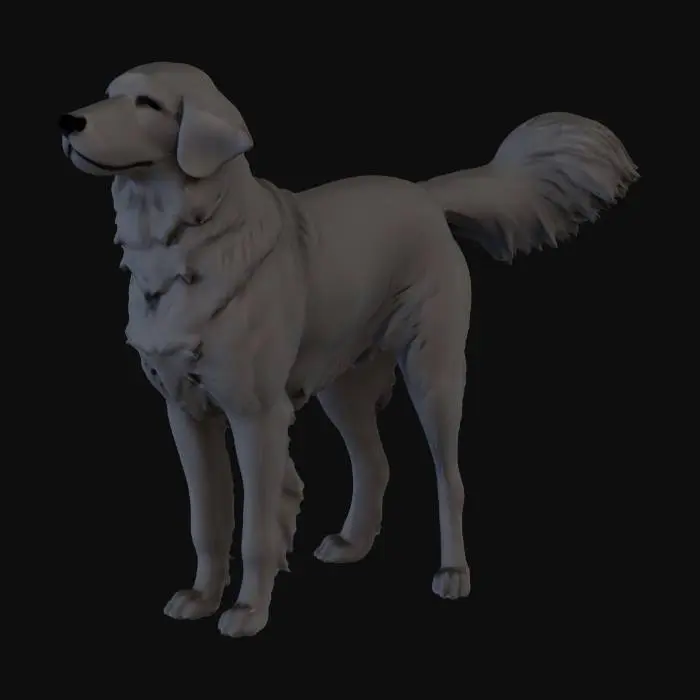3D model for A solid black silhouette of a Golden Retriever