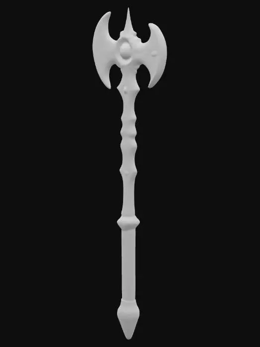 3D model for A Daedric Fire Hammer with a blood red jewel-encrusted in the middle of the sword Hammer, medieval style, heritage, fantasy, 4k, realistic, Game Assets, Highly Detailed, Ultra Realistic