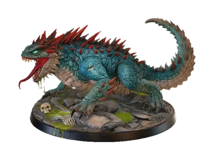 Azure Emberwyrm - Serpentine 3D model, vytvořený pomocí AI