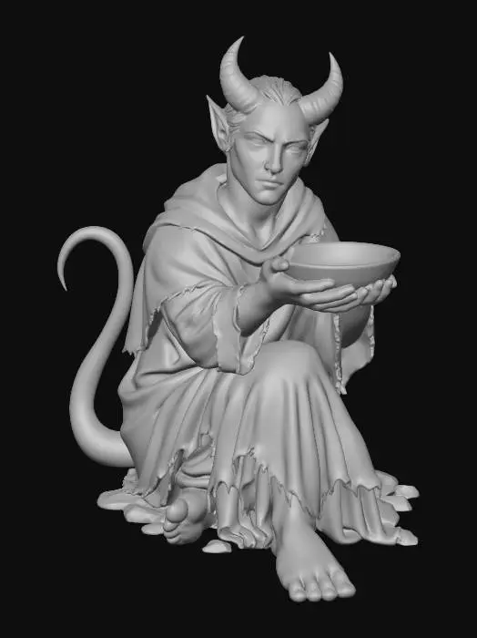 3D model for Blue Tiefling Beggar
