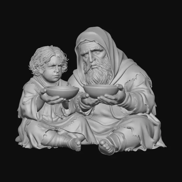 3D model for Dwarf Beggars Father and Daughter