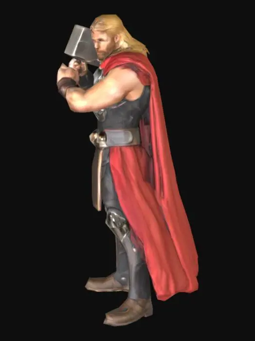 3D model for Super character Thor with a hammer and a book
