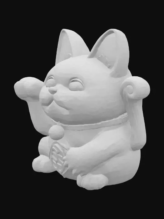 3D model for Wooden manekineko idol engraved, highly detailled