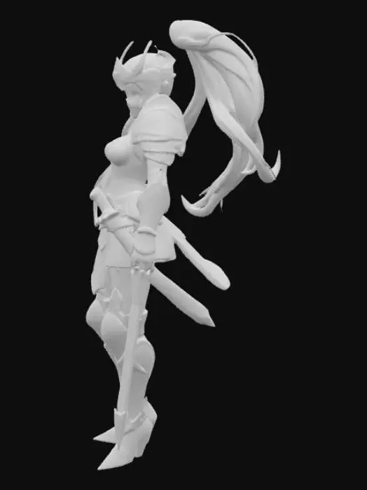 3D model for An anime warrior princess with defiant looks on her face  standing in position for suitable for rigging 
