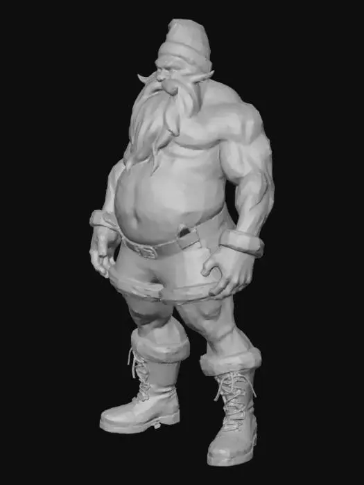 3D model for generate a very angry santa claws <---emphisis on the claws wearing nothing but mrs. clauses langeri carrying a bag full of weapons and smoking a giant cigar. he should have traditonal colors red and white and his beard should be a little singed and off white.
he should have a pin up girl tattoo on his arm and thigh high stockings on with combat boots. the combat boots are traditional black and should go up mid calf. the stockings should be candy cane pattern and have cute little bows at the top. he should also be carrying a tommy gun . the gun has a 100 round drum mag. he needs to have the classic big belly but his arms and legs should be those of body builders. he has extruding veins from his neck and have the words ho ho ho under the pin up girl tattoo, #Christmas2025#