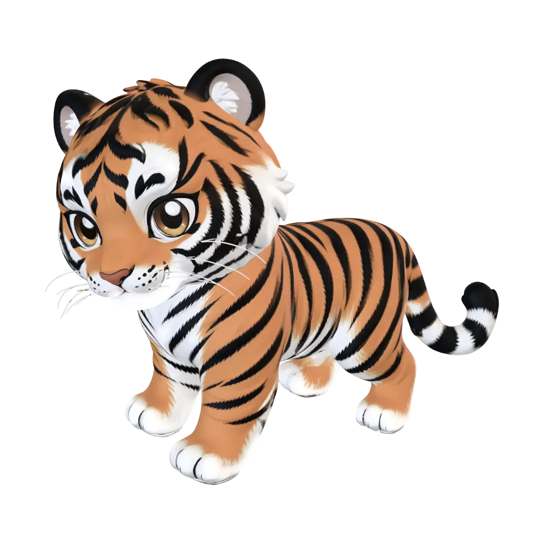 Tiger Cub 3D model, AI generated