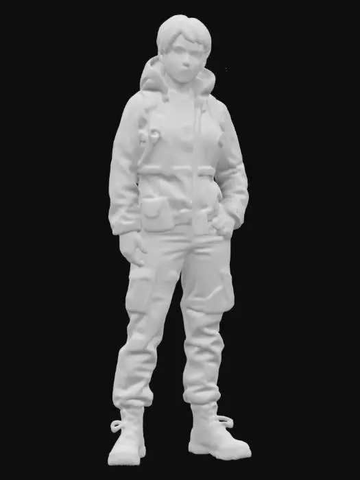 3D model for トレッキングに来ているショートヘアの20代の女性、美人、肌の質感がわかる高画質