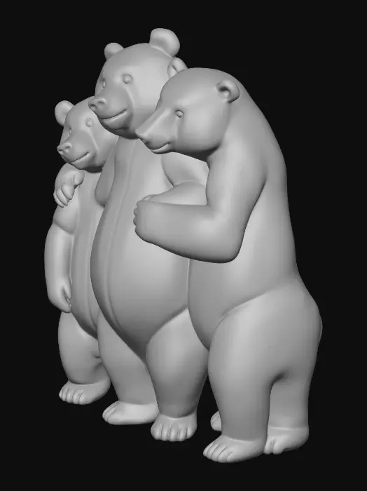 3D model for Ayı yap üçtane biri panda diğeri boz ayı diğeri kutup ayısı kolkola