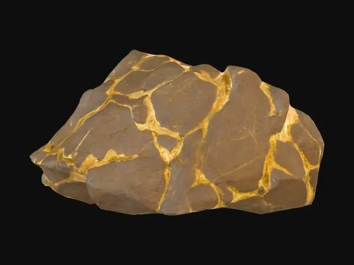 3D model for a mining rock with gold