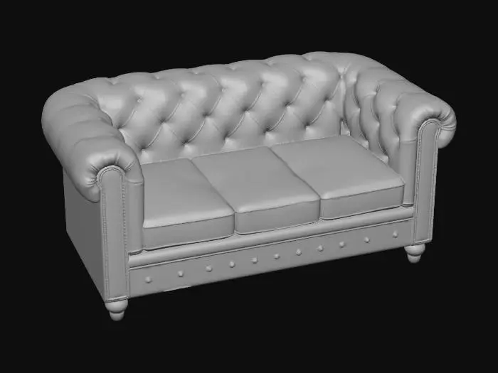 3D model for Brown Leather Chesterfield Sofa