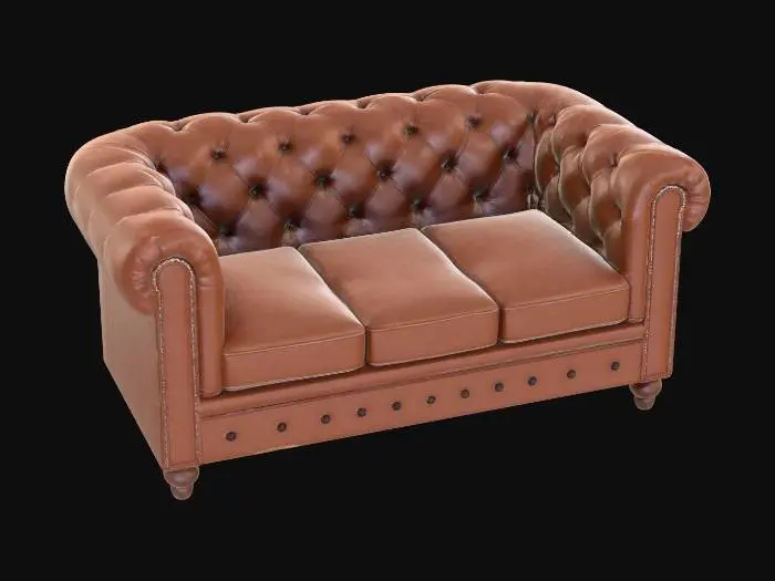 3D model for Brown Leather Chesterfield Sofa