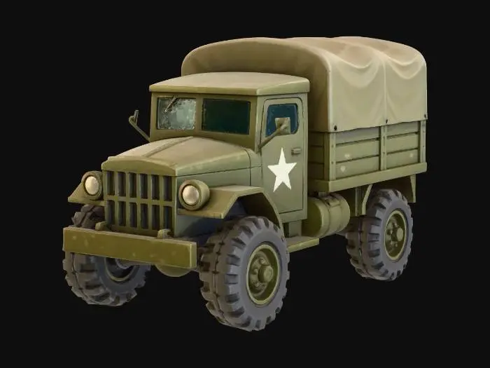 3D model for Olive Army Cargo Truck