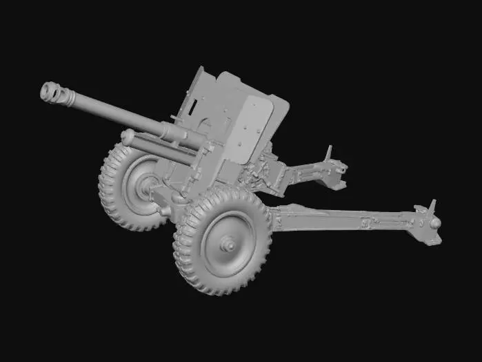 3D model for Field Artillery Cannon on a Towed Carriage