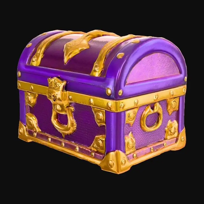 3D model for purple and gold treasure chest