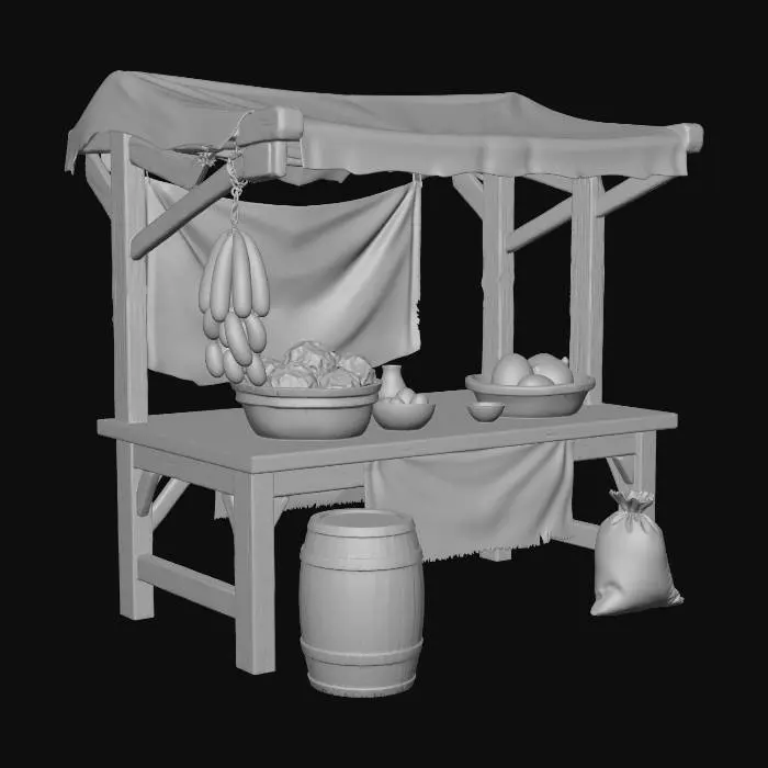 3D model for Medieval Market Stall