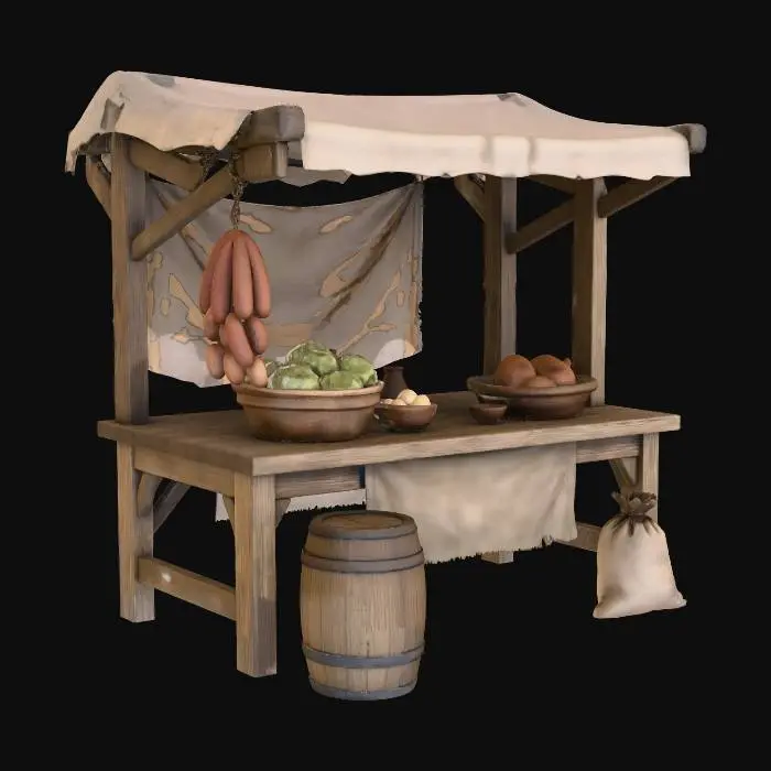 3D model for Medieval Market Stall