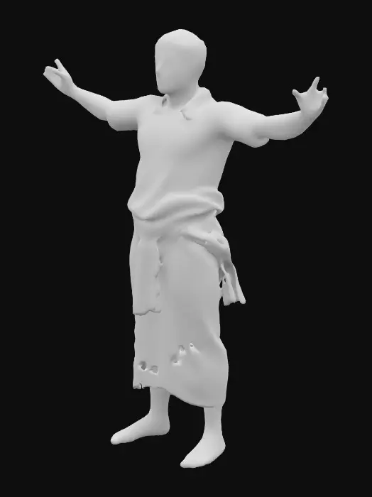 3D model for An T pose with Silhouette of a South Indian farmer in Shirt and Dhoti