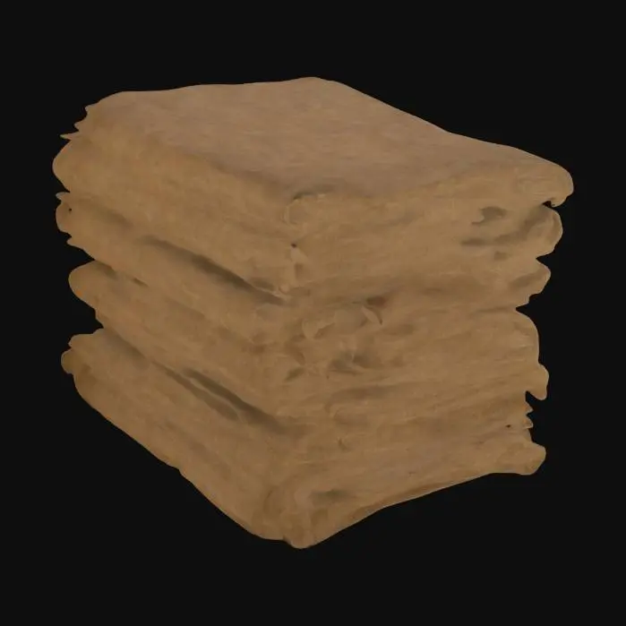 3D model for A short stack of 1970s style empty mail bags. 