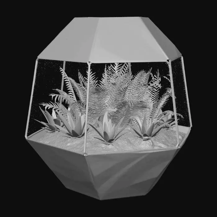 3D model for Glass terrarium with plants inside