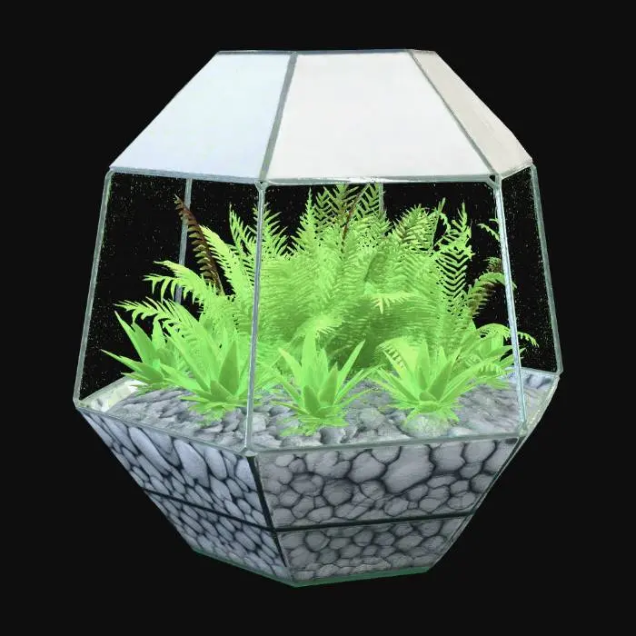 3D model for Glass terrarium with plants inside