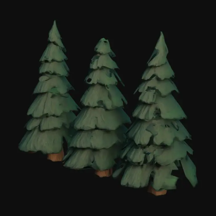 3D model for Create a stylised looking set of pine trees 