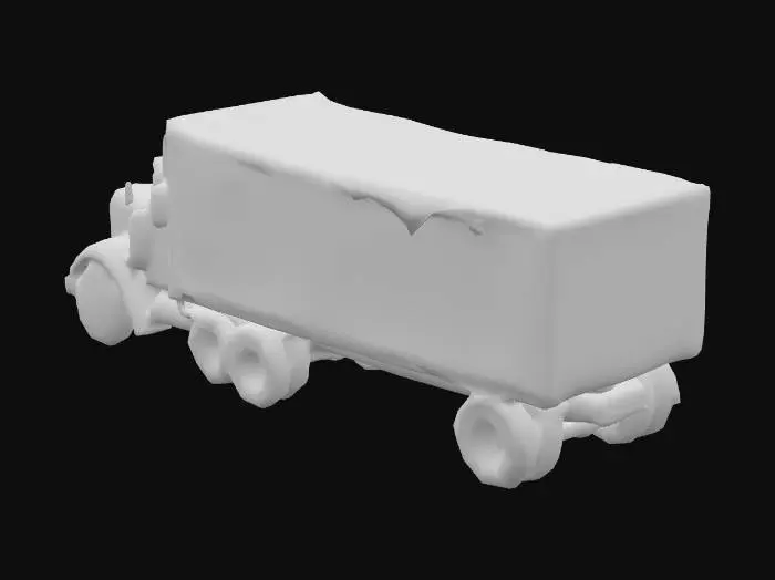 3D model for 80'S DISTOPIAN, REALISTIC, SIMPLISTIC,  apocalypse STYLE, RAGGED SEMI TRUCK