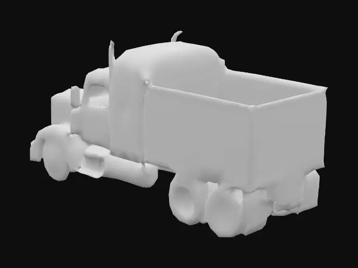 3D model for 80'S DISTOPIAN, REALISTIC, SIMPLISTIC,  apocalypse STYLE, RAGGED SEMI TRUCK