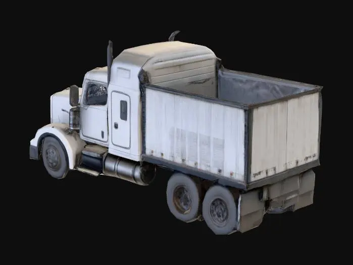 3D model for 80'S DISTOPIAN, REALISTIC, SIMPLISTIC,  apocalypse STYLE, RAGGED SEMI TRUCK