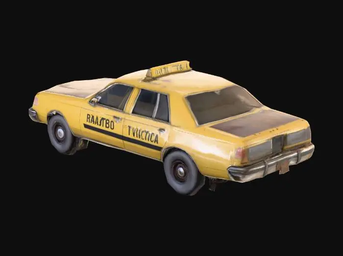 3D model for An 80's DISTOPIAN apocalypse MOVIE STYLE, A REALISTIC , SIMPLISTIC , RAGGED BUSTED , A FORD CROWN VICTORIA MODEL TAXI CAR
