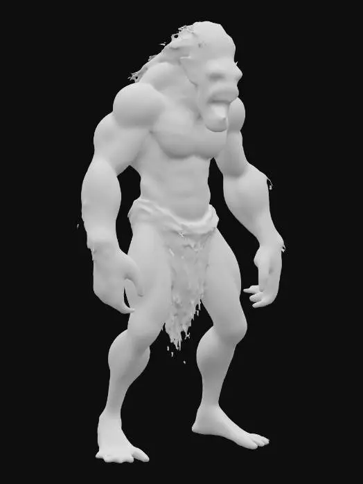 3D model for 80'S ACTION MOVIE STYLE, A HULKING  CANNIBAL MUATNT HUMANOID , DIRTY , SHREADED HOOD , SCARS , HUNCHED , SHREDDED SHABBY CLOTH ,