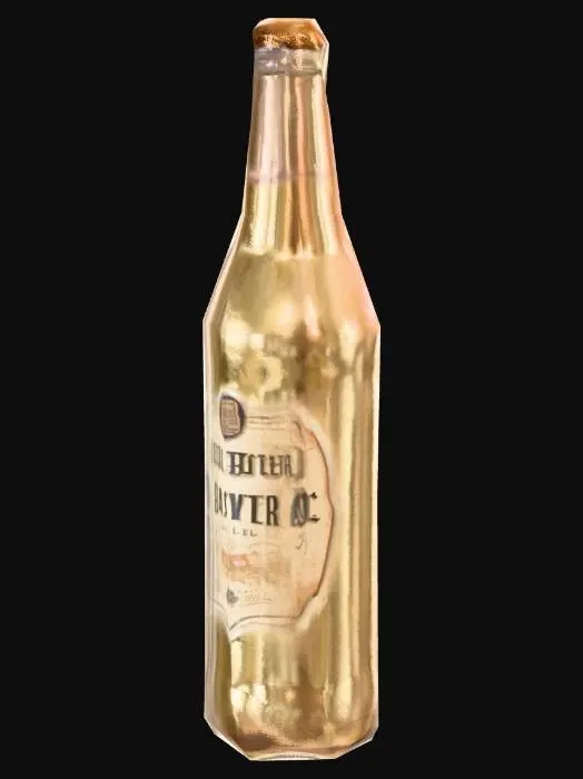 3D model for A DIRTY WRAGGED OLD BEER BOTTLE, SIMPLE, BROWN , LOW POLY