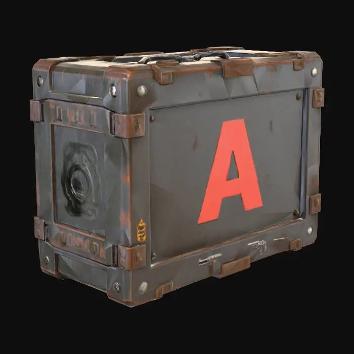 3D model for a ammunition crate in the style of a retro shooter game like duke nukem or doom