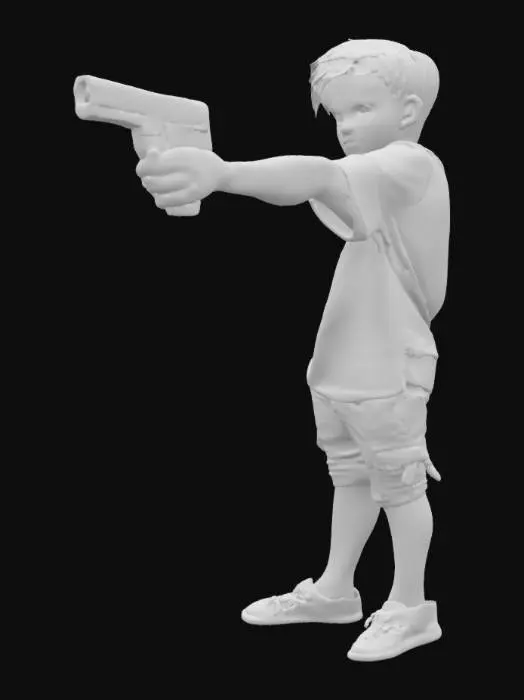 3D model for a boy handed a gun 