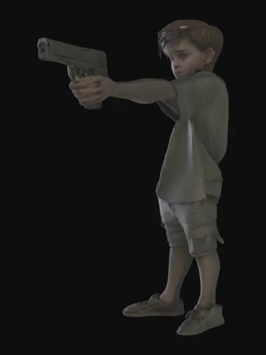 3D model for a boy handed a gun 