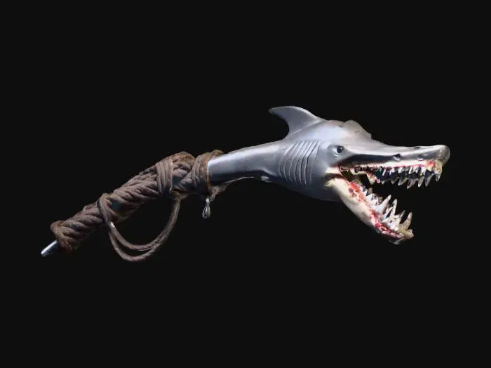 3D model for a whip that has shark teeth on it as hooks
