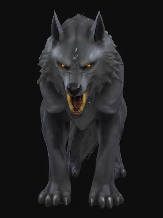 3D model for Warcraft style, dire wolf
