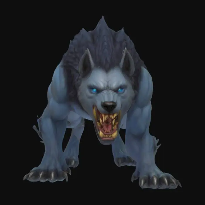 3D model for Warcraft style, dire wolf
