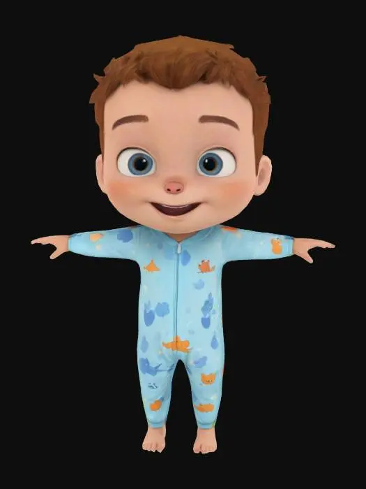 3D model for Baby in Pajamas on Green Background