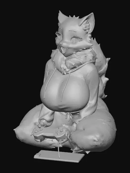 3D model for Gamer Fox Furry in Cozy Room