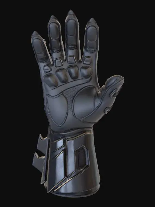 3D model for Generiere mir eine Hand die wie Batmans Handschuh aussieht. Sie soll die hand offen haben, da sie als Headset Halterung dient