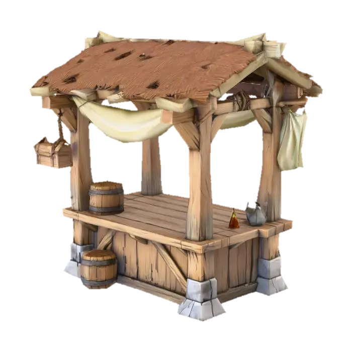 โมเดล 3D ของ Medieval Market Stall - Display สร้างโดย AI