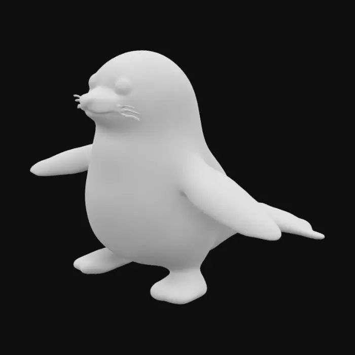 3D model for A seal standing up with her head in front
