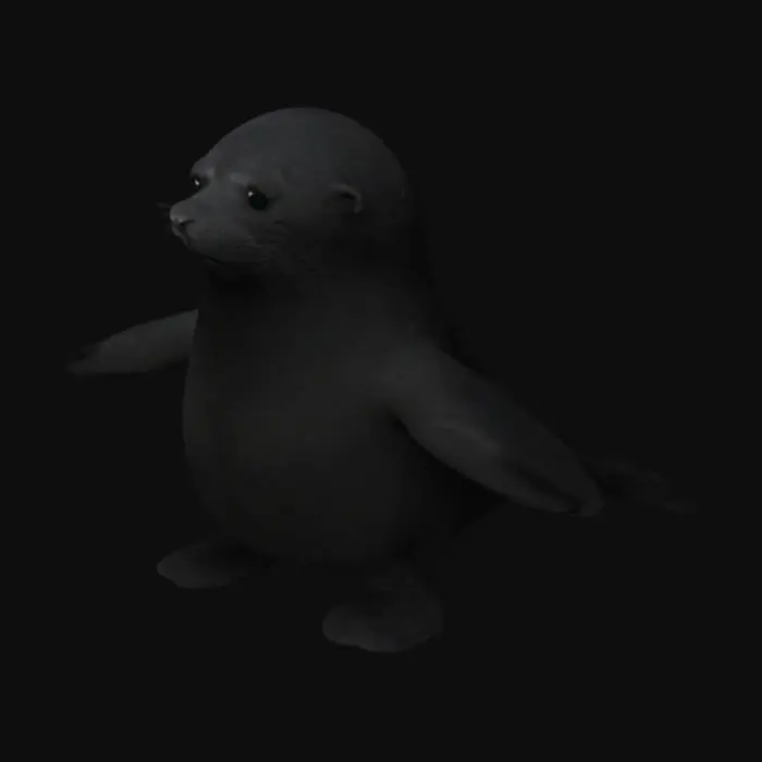 3D model for A seal standing up with her head in front
