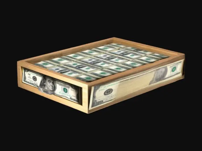 3D model for There are a lot of bundles of dollars stacked in the drawer