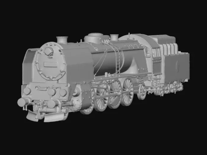 3D model for Steam Train on Tracks