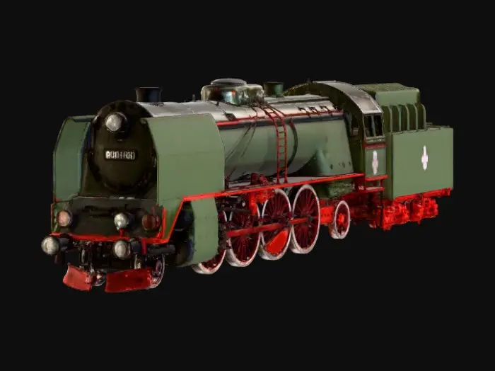 3D model for Steam Train on Tracks