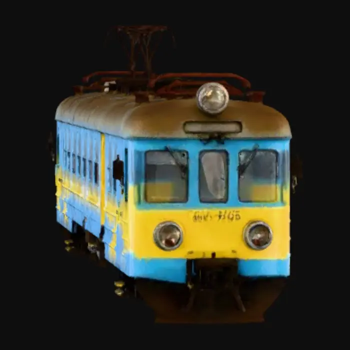 3D model for Blue and Yellow Train at Platform